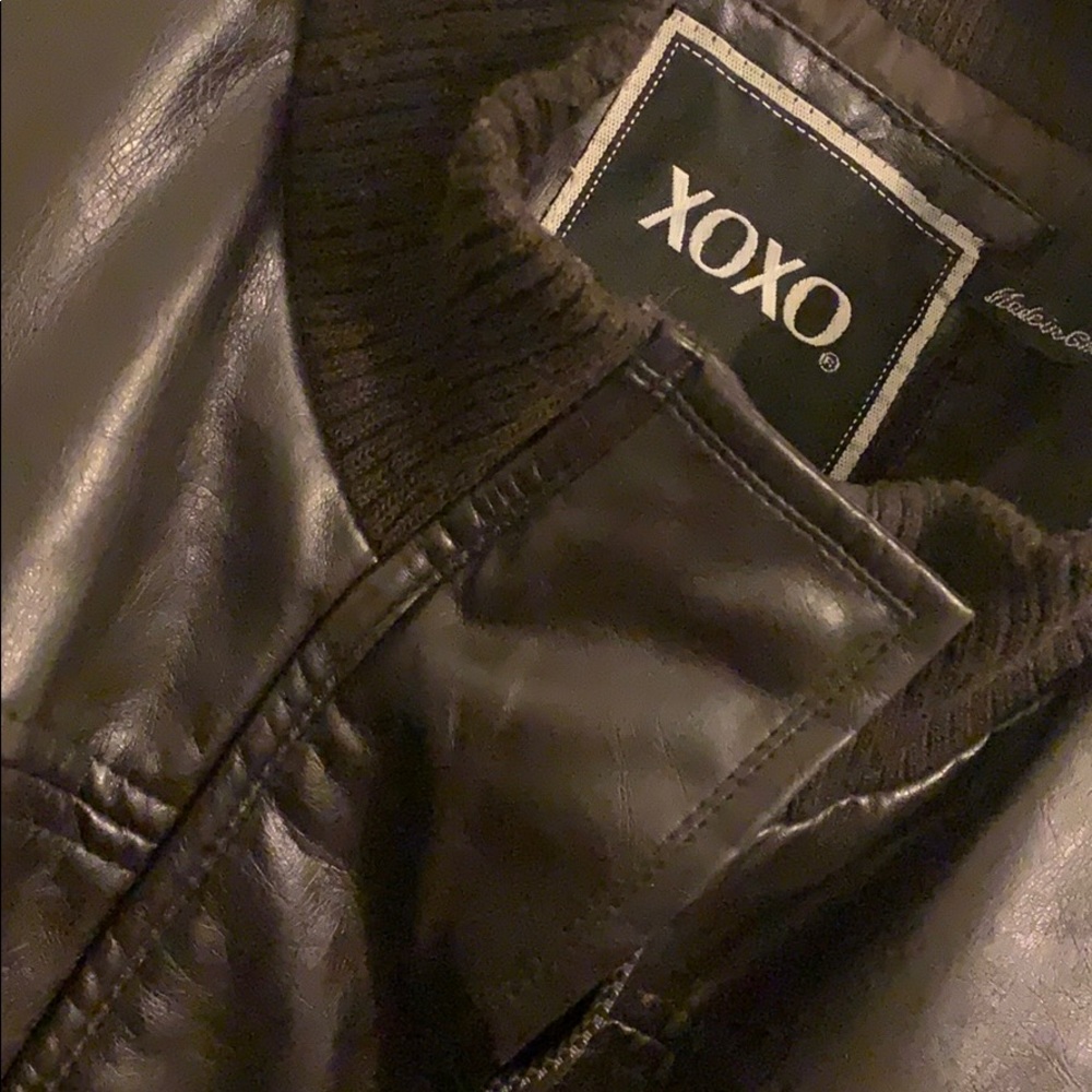 Dark Brown Faux Leather XOXO jacket